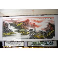 画家李平原丈二整纸大作，山水画，大厅挂幅，已经装裱，合计6件