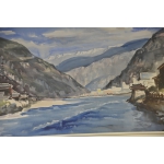 吴济民---西藏探险系列写生：大渡河，水彩写生，室内装饰画精品 挂画 ，画家真迹