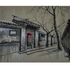 油画北京胡同