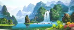 朝鲜大幅风景油画 300-110厘米 功勋艺术家作品
