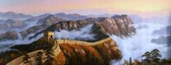 首幅朝鲜竖幅玄关风景油画 200-100厘米，财源滚滚。其余尺寸单询。