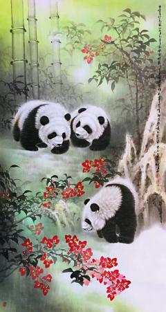 何西老师四尺整张 ，国宝熊猫，136/68厘米，市场价值四万余元，现惠友收藏