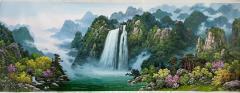 朝鲜大幅油画 250-118厘米 八骏图；朝鲜大幅油画 300-110厘米