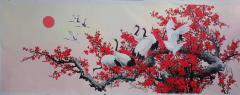 朝鲜大幅油画 红梅 300-110厘米 是油画 不是国画