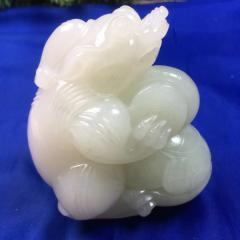 顶级收藏 赵凯乐大师作品，玉华奖银奖作品～招财进宝，羊脂玉大料立体精雕，油润度爆表！秒杀15800