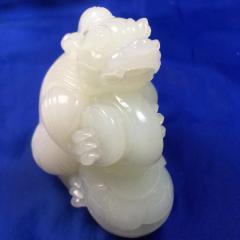 顶级收藏 赵凯乐大师作品，玉华奖银奖作品～招财进宝，羊脂玉大料立体精雕，油润度爆表！秒杀15800