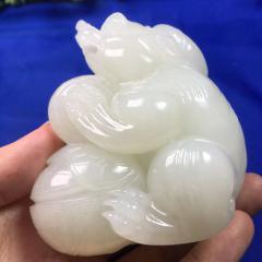 顶级收藏 赵凯乐大师作品，玉华奖银奖作品～招财进宝，羊脂玉大料立体精雕，油润度爆表！秒杀15800