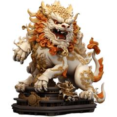 新年威武霸气麒麟狮子贴纸墙壁防水贴家居客厅玄关招财镇宅防水贴