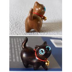 黑檀木绿檀木好奇猫桌面小摆件龙猫diy饰品配件钥匙扣包挂手机链
