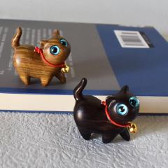 黑檀木绿檀木好奇猫桌面小摆件龙猫diy饰品配件钥匙扣包挂手机链