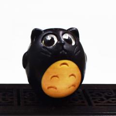 黑檀木绿檀木好奇猫桌面小摆件龙猫diy饰品配件钥匙扣包挂手机链
