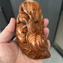 大叶麻梨疙瘩－火琉璃爆满花安居乐业,蜗牛手把件摆件精雕手工雕刻
