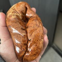 大叶麻梨疙瘩－火琉璃爆满花安居乐业,蜗牛手把件摆件精雕手工雕刻