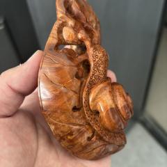 大叶麻梨疙瘩－火琉璃爆满花安居乐业,蜗牛手把件摆件精雕手工雕刻