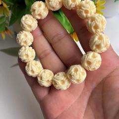 mm象牙果雕刻鬼工鹿角16MM手串文玩配饰象牙果雕手串艺术