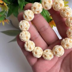 mm象牙果雕刻鬼工鹿角16MM手串文玩配饰象牙果雕手串艺术
